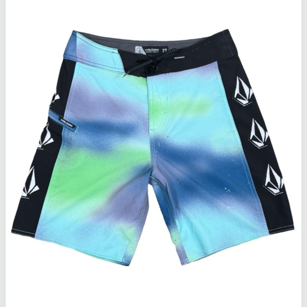 Volcom Lido Iconic Mod Tech Boardshorts Trunks Electric Big Boys 27 14Y